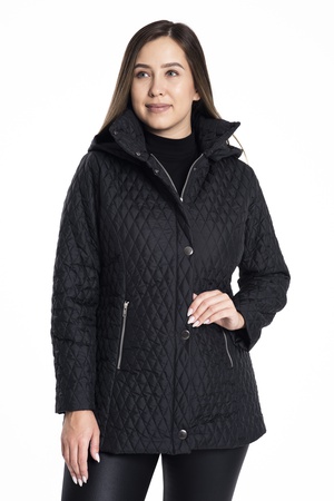 Стеганое пальто большого размера с капюшоном
