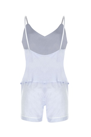 LİNEN - ASKILI ÜST - ŞORT PİJAMA TAKIM - AÇIK MAVİ