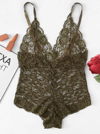 Модное Кружевное Боди С Фестонами