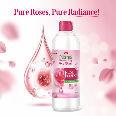 Nisha Refreshing Rose Water For Face 500ml | Gulab Jal For Face | Skin Toner For Glowing and Hydrating Skin | Makeup Remover| All Skin Types | Face Toner For Women & Men