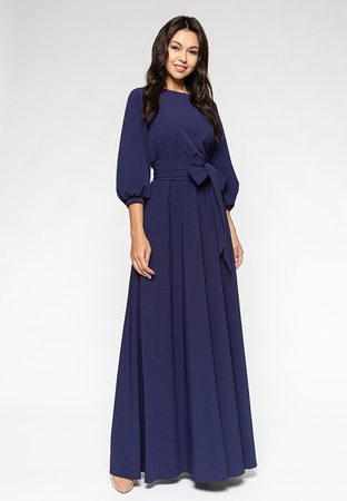 5130 - Платье макси (цвет: Бежевый, бордо, зеленый, желтый, голубой, синий, кофе, красный, мята, пурпурный, сиреневый)