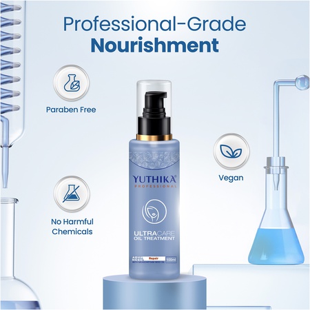 Yuthika Hair Oil - UltraCare Treatment 100ml for Dry, Damaged & Frizzy Hair - Light, Non-Sticky Oil for All Hair Types