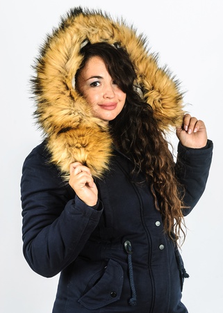 Parka denim sheepskin with fur
