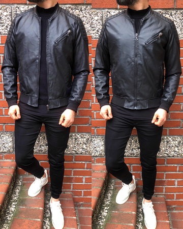 iga fashion erkek mevsimlik sunni deri pilot mont ceket