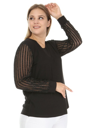 БЛУЗКА С ДЕТАЛЬНЫМ РУКАВОМ С КРУЖЕВОМ