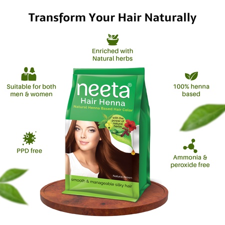 Henna Powder for Hair, 125g, Natural Hair Color with Amla, Shikakai, Heena, Aloe Vera & Hibiscus for Smooth, Silky Shine
