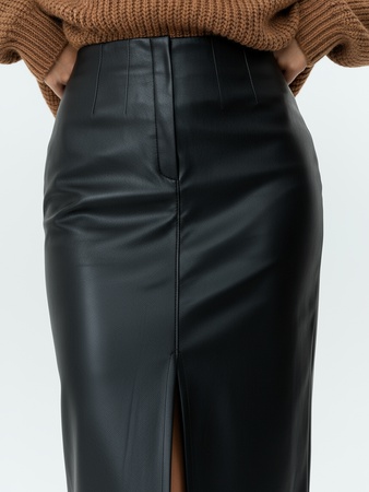 Юбка миди женская кожаная