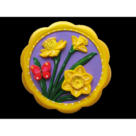 Гипсовое панно Виньетка Нарциссы (Д130*Ш130*В20 мм