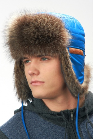 Ушанка из плащ. ткани с енотом 010173-810