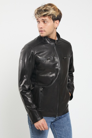 Кожаная куртка мужская - Slim Fit