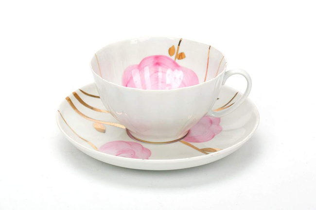 Чашка чайная с блюдцем 275мл Белый лебедь Весенний
