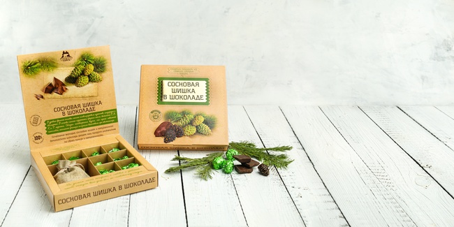 Сосновая шишка в натуральном шоколаде коробка 120гр/ *Бонус: травяной чай в подарок