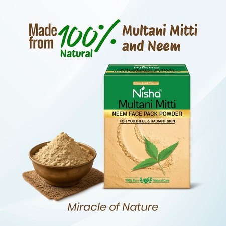 Nisha Multani Mitti for Face 100gm | Natural Oil Control, Acne & Tan Removal | Face Pack