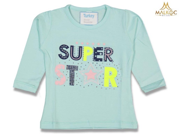 DİFA 7120-KIZ 1/4 YAŞ SÜPERSTAR BASKI UZUNKOL BADİ