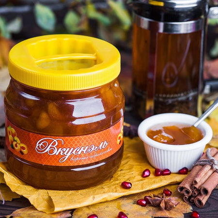 Wholesale apricot jam directly from TM Vkusnel.