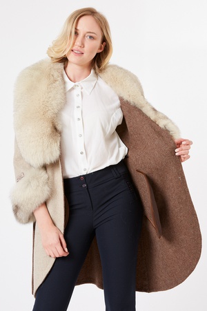 Double-Faced Cashmere Coat / Collar and Cuffs Fox Fur Coat - Relaxed Fit