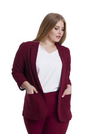 Плюс Размер - Карманный Детальный Пиджак