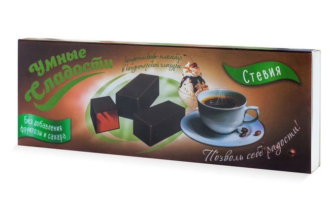 Конфеты "Умные сладости" желейные со вкусом кофе-пломбир в кондитерской глазури 105г