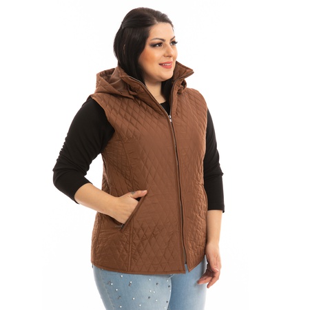 Büyük Beden Kapşonlu Kapitone Yelek