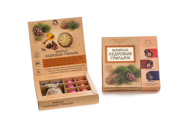 Мягкий кедровый грильяж с ягодами в коробке 120гр (на выбор)/ Ассорти/  *Бонус: травяной чай в подарок!