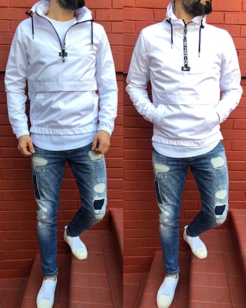 iga fashion erkek yağmurluk kapşonlu kanguru tarzı mevsimlik mont