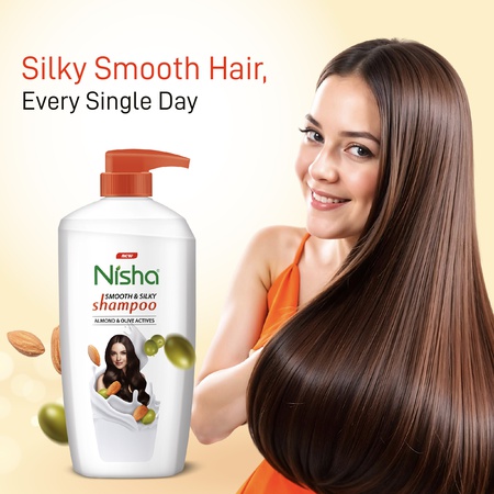 Nisha Almond and Olive Shampoo for Women & Men 650ml for Silky, Shiny and Smooth Hair, Prevents Damage & Split Ends, Deep Nourishment All Hair Types