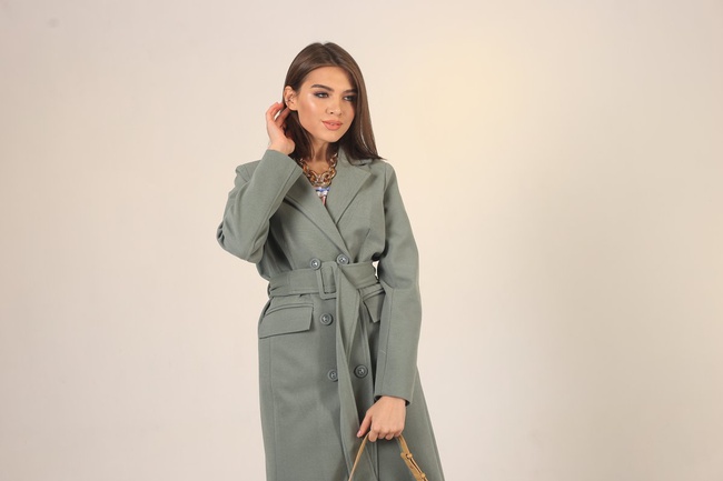 The coat is female, demi-season.