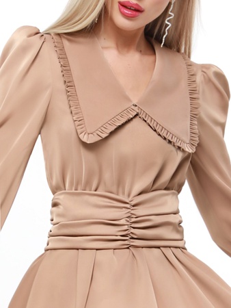 Yakalı ipek bayramlık elbise