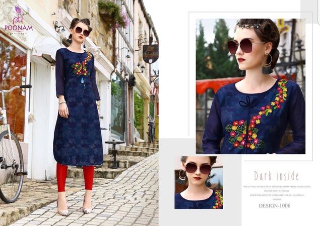 Ladies Kurtis - Cotton Silk with Machine Embroidery