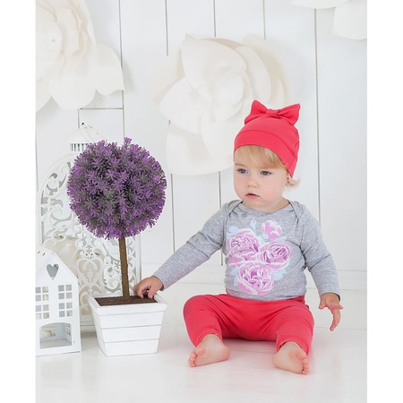 шапка коралловая с бантом