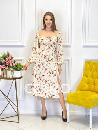 Zarif elbise (güncel çiçek baskılar)