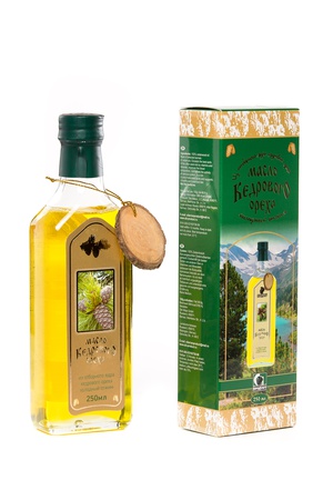 Çam fıstığı yağı rafine edilmemiş gıda "Sibirya", 250 ml.