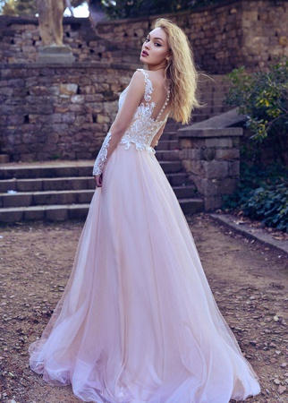 Britney<br> Uzun Kollu Gelinlik Anna RosyBrown