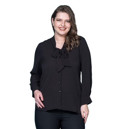 Büyük Beden Kravat Yaka Krep Gömlek