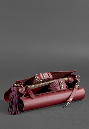 Women&#39;s leather bag Alice burgundy Velor Krast