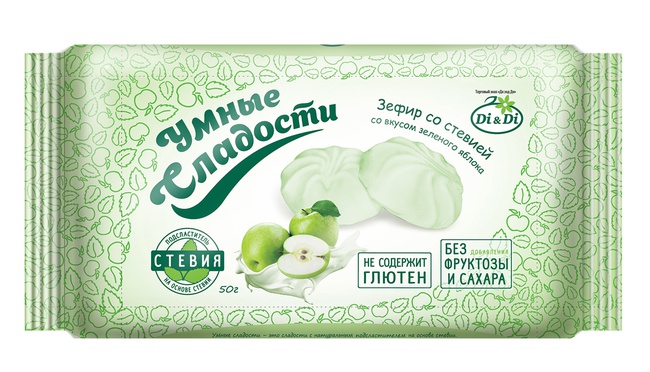 Зефир «Умные сладости» со вкусом зеленого яблока 50г