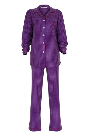 TENCEL - BİYELİ BAYAN PİJAMA TAKIM -MOR-MERCAN