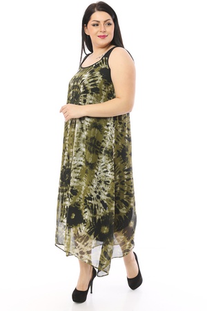 Astarlı Batik Desen Şifon Elbise