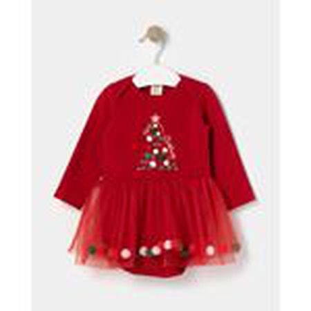 Toptan Kız Bebek Noel Elbise 6-18M