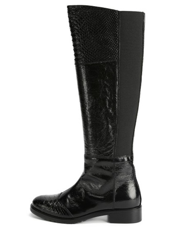 Черные лаковые сапоги с вставками под питона s141