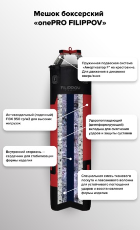 Boks torbası "onePRO FILIPPOV" Ø45, yaylı (110cm/45cm/48-50kg)