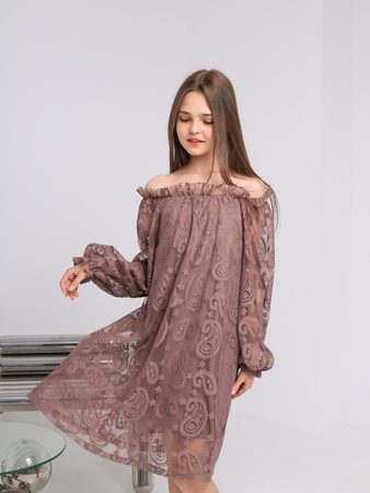 Платье крестьянка гипюровое подростковое нарядное/2420