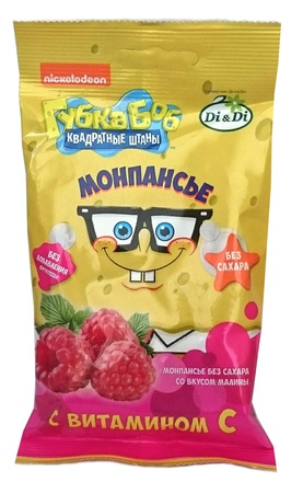 Ahududu, düşes, kızamık aromalı, şekersiz &quot;SpongeBob&quot; Di &amp; Di Lolipoplar, 55 g