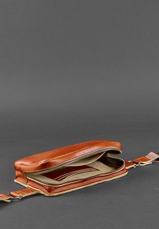 Кожаная поясная сумка Dropbag Mini светло-коричневая
