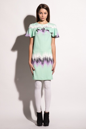 Peplum ile nane triko elbise