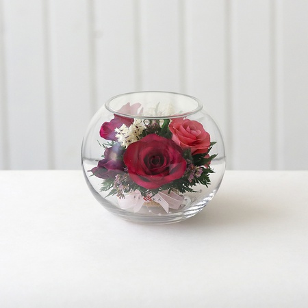 Декоративные Цветы 61578 Лиловые, ярко-розовые и светло-розовые розы, средняя круглая 14,7*14,7*11,7