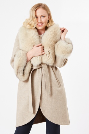 Double-Faced Cashmere Coat / Collar and Cuffs Fox Fur Coat - Relaxed Fit
