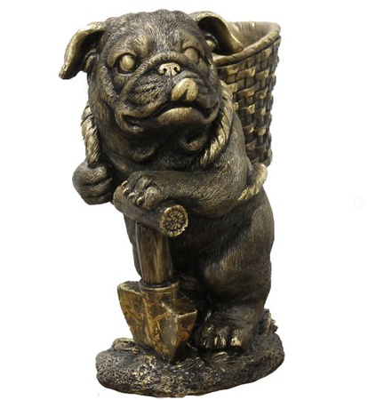 Статуэтка Мопс с корзиной Кашпо