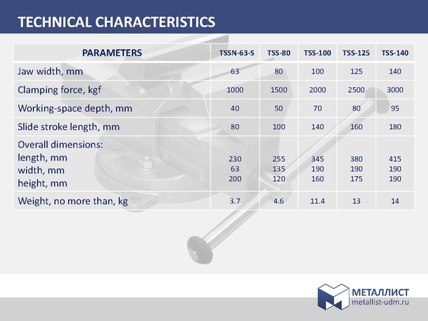 BENCH VICES TSSN, TSS (ТИСКИ СЛЕСАРНЫЕ ТССН, ТСС)