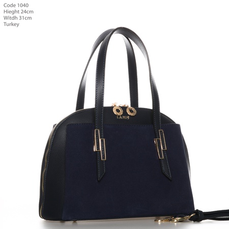 Bayan leopar desenli siyah rengi el ve omuz çantası